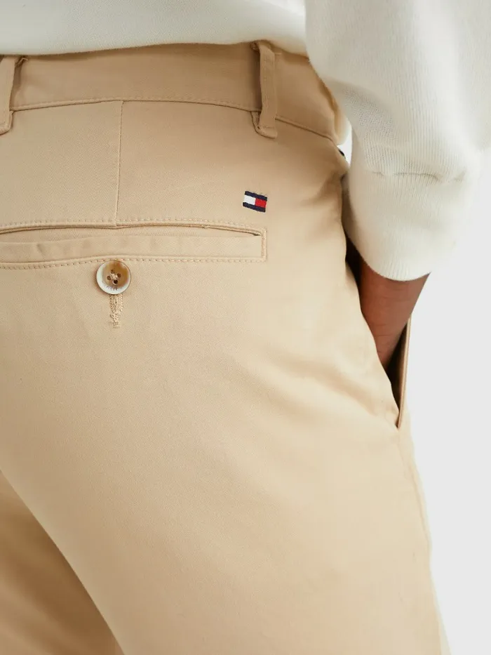 Tommy Hilfiger Bleecker Satin Slim Fit Chinos Clayed Pebble Mens Trousers