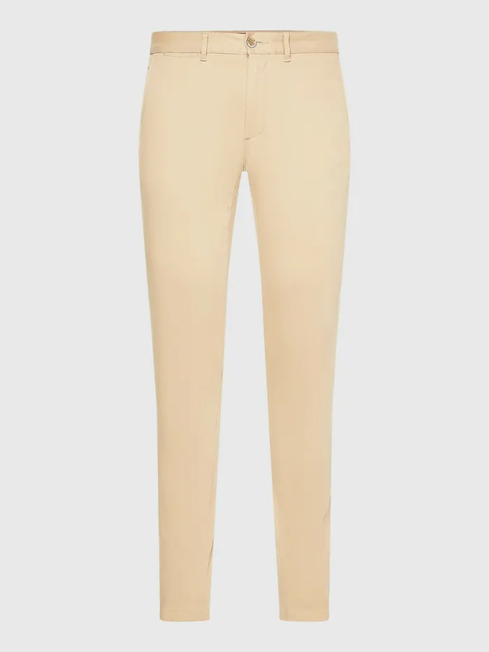 Tommy Hilfiger Bleecker Satin Slim Fit Chinos Clayed Pebble Mens Trousers