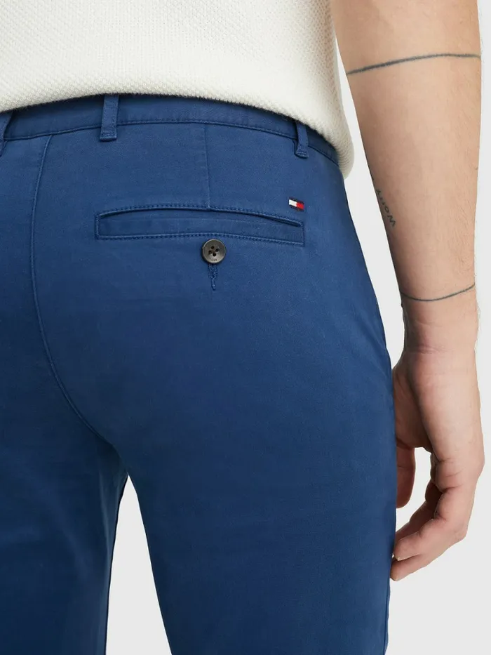 Tommy Hilfiger Bleecker Satin Slim Fit Chinos Twilight Indigo Mens Trousers