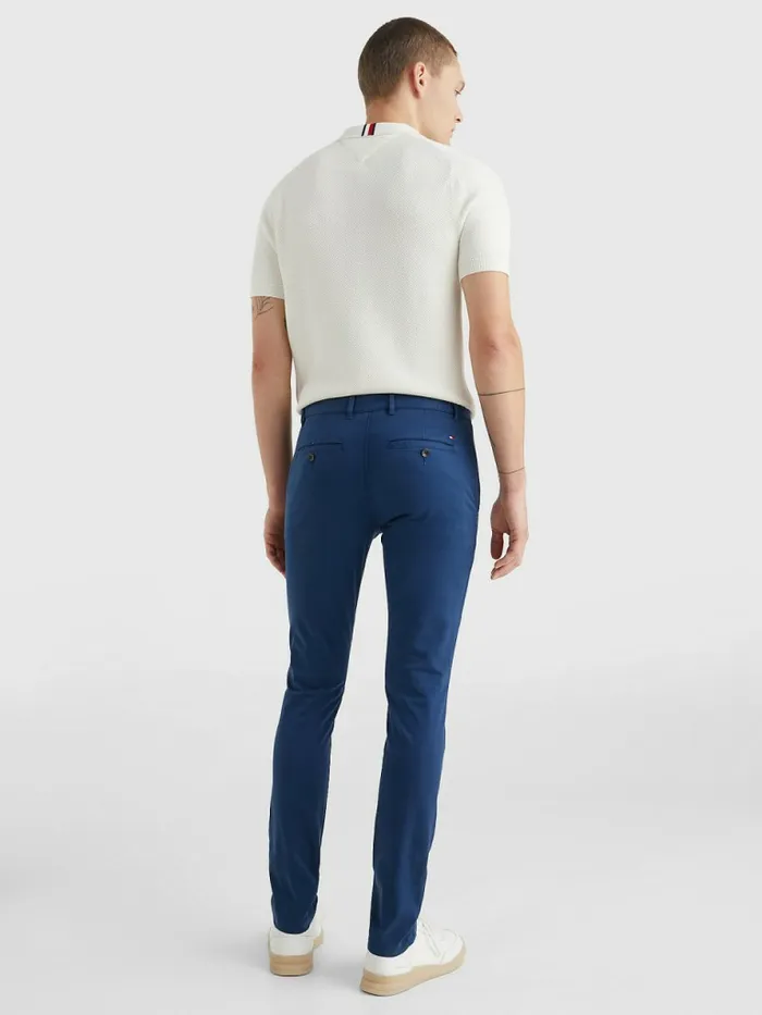 Tommy Hilfiger Bleecker Satin Slim Fit Chinos Twilight Indigo Mens Trousers
