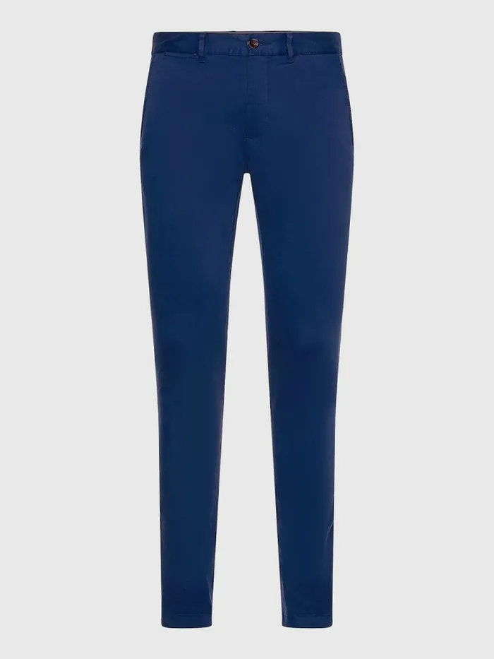 Tommy Hilfiger Bleecker Satin Slim Fit Chinos Twilight Indigo Mens Trousers