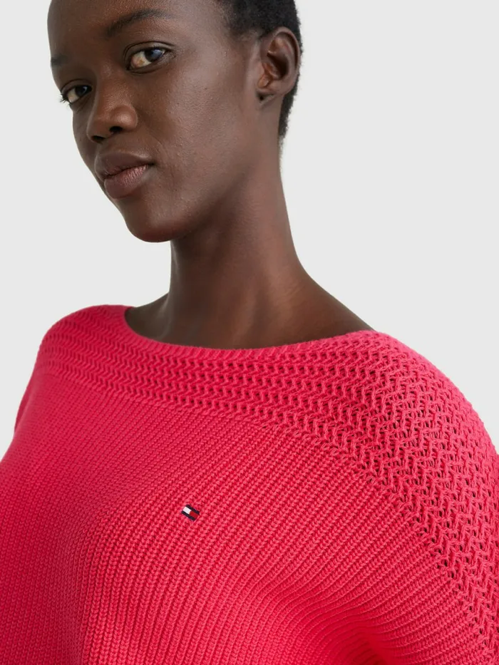 Tommy Hilfiger Boat Neck Relaxed Fit Jumper Pink Splendor Womens Knitwear Online
