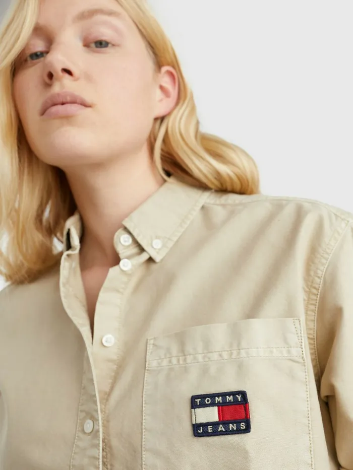 Tommy Hilfiger Boyfriend Fit Shirt Savannah Sand Womens Shirts and Blouses Near Me