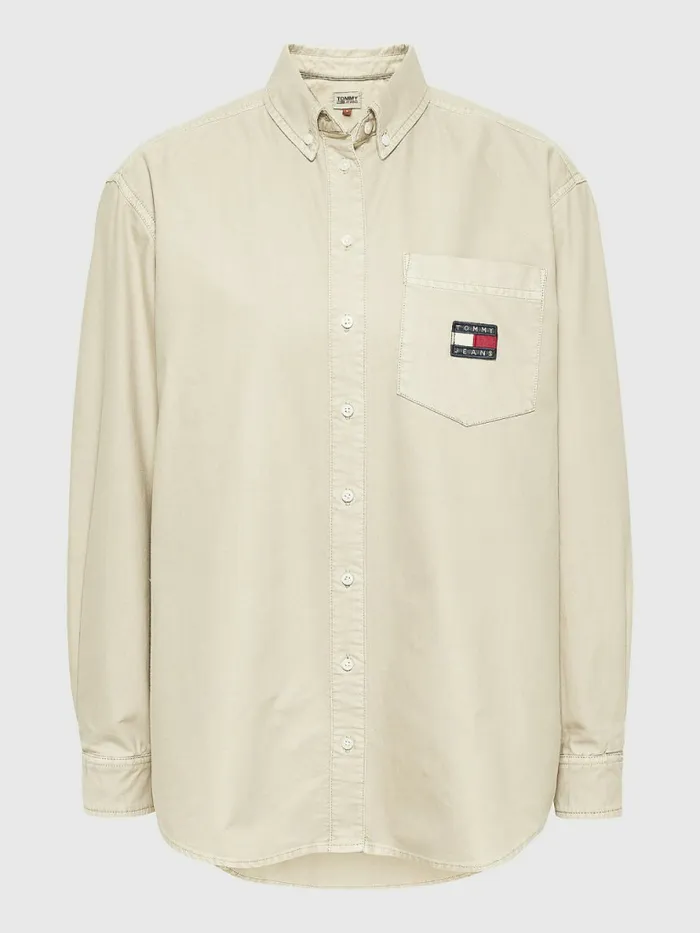 Tommy Hilfiger Boyfriend Fit Shirt Savannah Sand Womens Shirts and Blouses Near Me