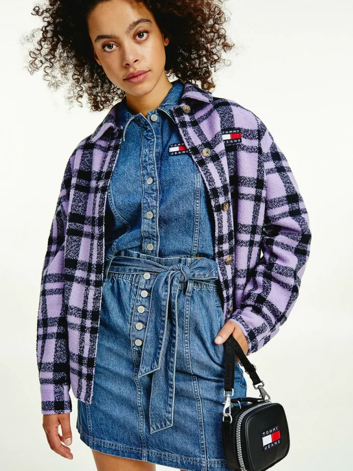 Tommy Hilfiger Bright Check Wool Blend Overshirt Violet Viola Plaid Womens Shirts and Blouses Online Tommy Hilfiger Bright Check Wool Blend Overshirt Violet Viola Plaid Womens Shirts and Blouses Online