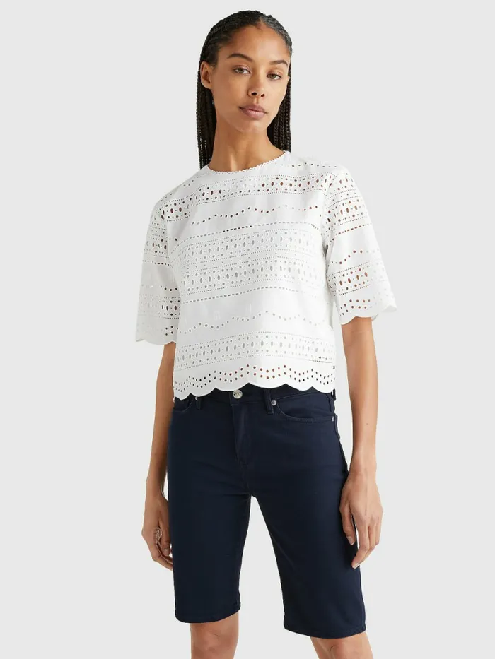 Tommy Hilfiger Broderie Anglaise Relaxed Fit Blouse Th Optic White Womens Shirts and Blouses For Sale Tommy Hilfiger Broderie Anglaise Relaxed Fit Blouse Th Optic White Womens Shirts and Blouses For Sale