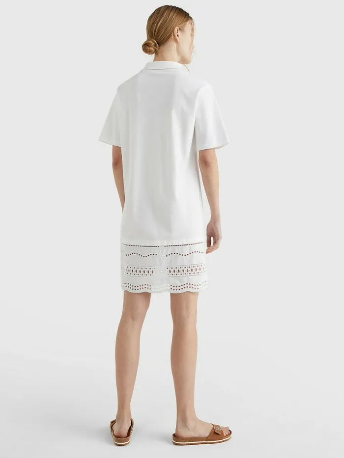 Tommy Hilfiger Broderie Anglaise Relaxed Fit Polo Dress White Womens Dresses and Jumpsuits Near Me