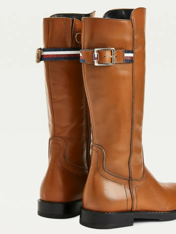Tommy Hilfiger Calf Leather Boots Tobacco Girls Shoes and Accessories Gift for Friend