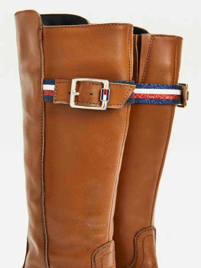 Tommy Hilfiger Calf Leather Boots Tobacco Girls Shoes and Accessories Gift for Friend