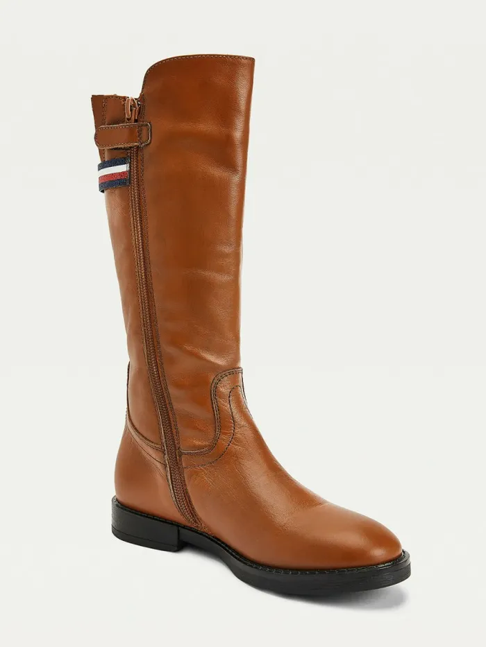 Tommy Hilfiger Calf Leather Boots Tobacco Girls Shoes and Accessories Gift for Friend