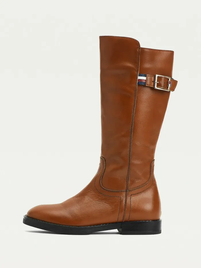 Tommy Hilfiger Calf Leather Boots Tobacco Girls Shoes and Accessories Gift for Friend