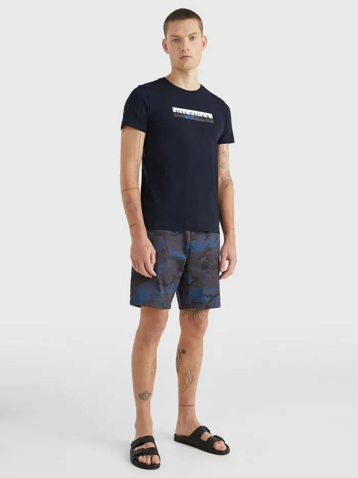 Tommy Hilfiger Camo Graphic Logo TShirt Desert Sky Mens TShirts On Sale