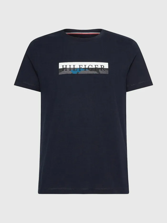 Tommy Hilfiger Camo Graphic Logo TShirt Desert Sky Mens TShirts On Sale