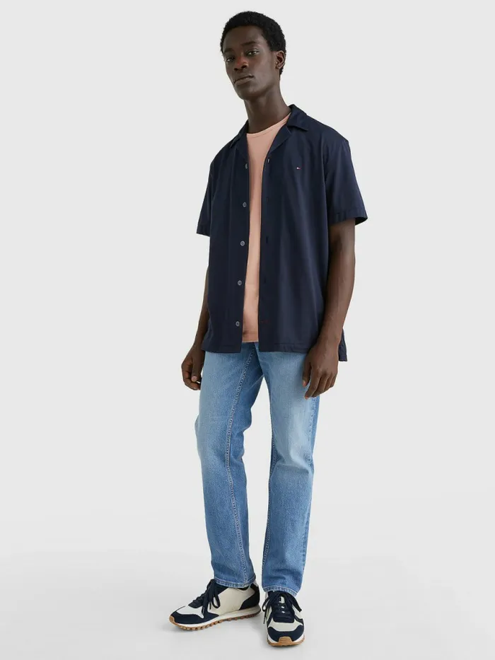 Tommy Hilfiger Camp Collar Short Sleeve Shirt Desert Sky Mens Shirts Casaul