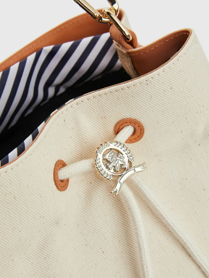 Tommy Hilfiger Canvas Crest Bucket Bag Desert Sand Dune Womens Bags Gift for Friend
