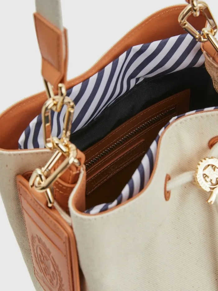 Tommy Hilfiger Canvas Crest Bucket Bag Desert Sand Dune Womens Bags Gift for Friend