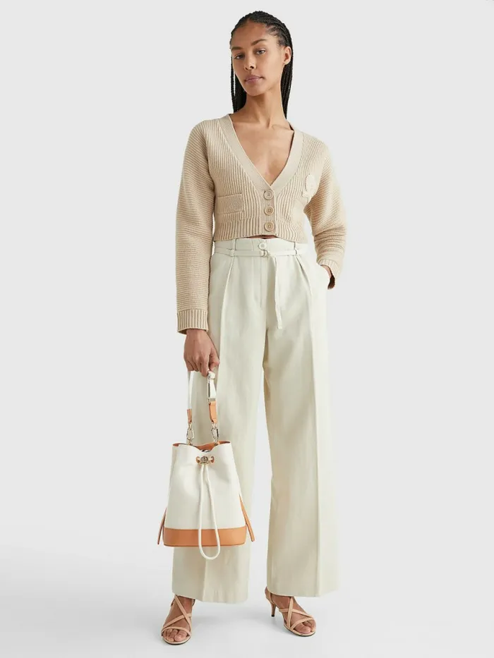 Tommy Hilfiger Canvas Crest Bucket Bag Desert Sand Dune Womens Bags Gift for Friend