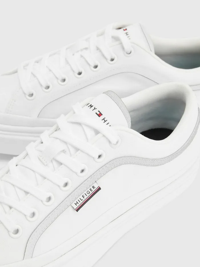 Tommy Hilfiger Canvas Cupsole Trainers White Mens Sandals Sliders and Flip Flops On Sale