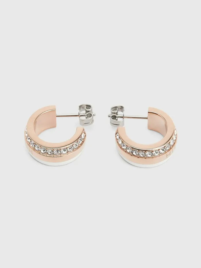 Tommy Hilfiger Carnation GoldTone CrystalEmbellished Hoop Earrings Carnation Gold Womens Jewellery Tommy Hilfiger Carnation GoldTone CrystalEmbellished Hoop Earrings Carnation Gold Womens Jewellery