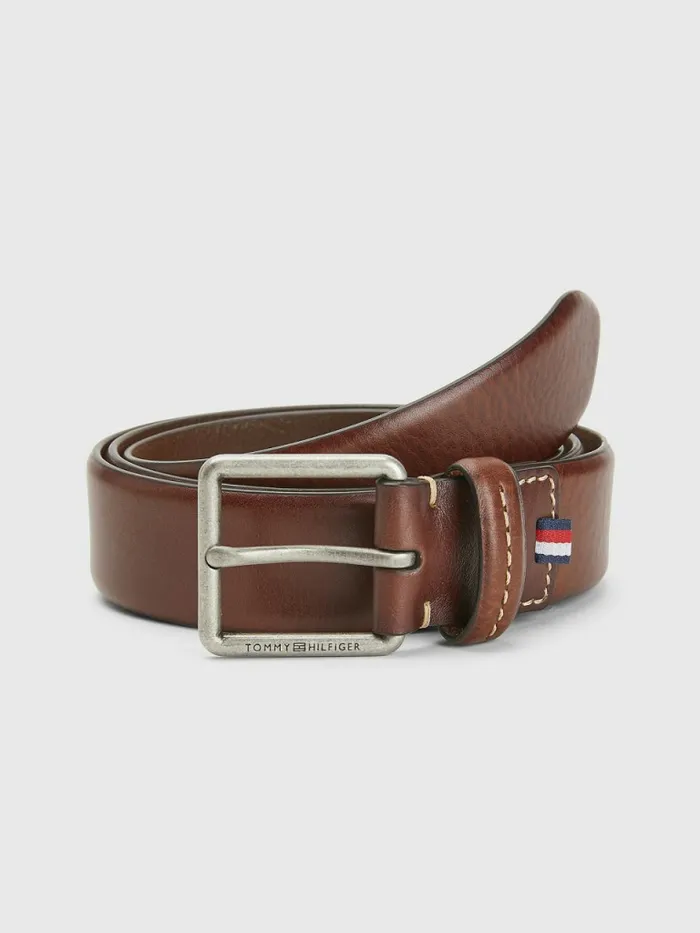 Tommy Hilfiger Casual Leather Essential Belt Brown Allover Mens Belts Sale