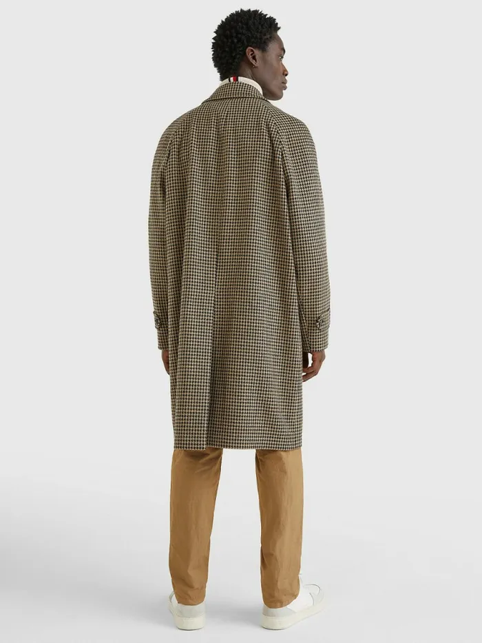 Tommy Hilfiger Check Wool Blend Slim Fit Coat Beige Mens Coats and Jackets Near Me