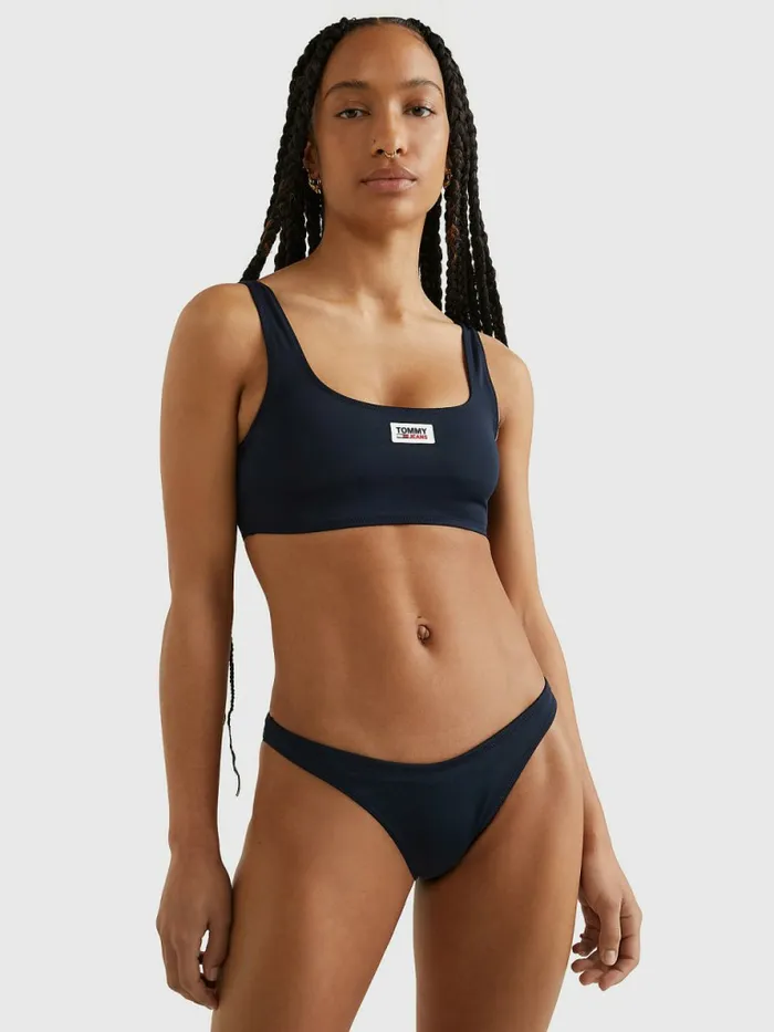 Tommy Hilfiger Cheeky Fit High Leg Bikini Bottoms Desert Sky Womens Swimwear Near Me