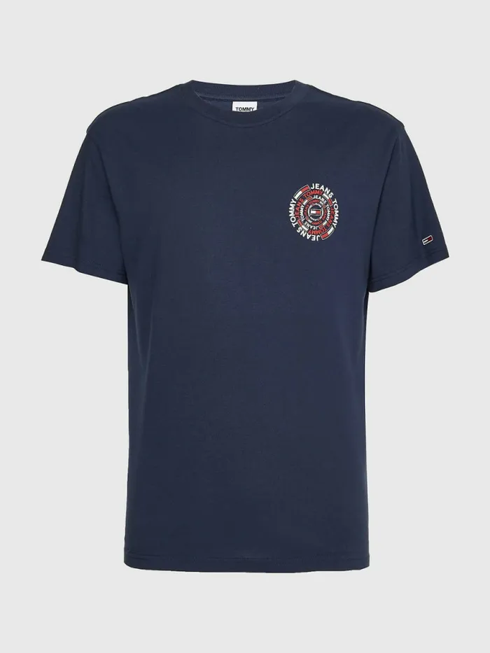 Tommy Hilfiger Circular Back Logo TShirt Twilight Navy Mens TShirts Sale