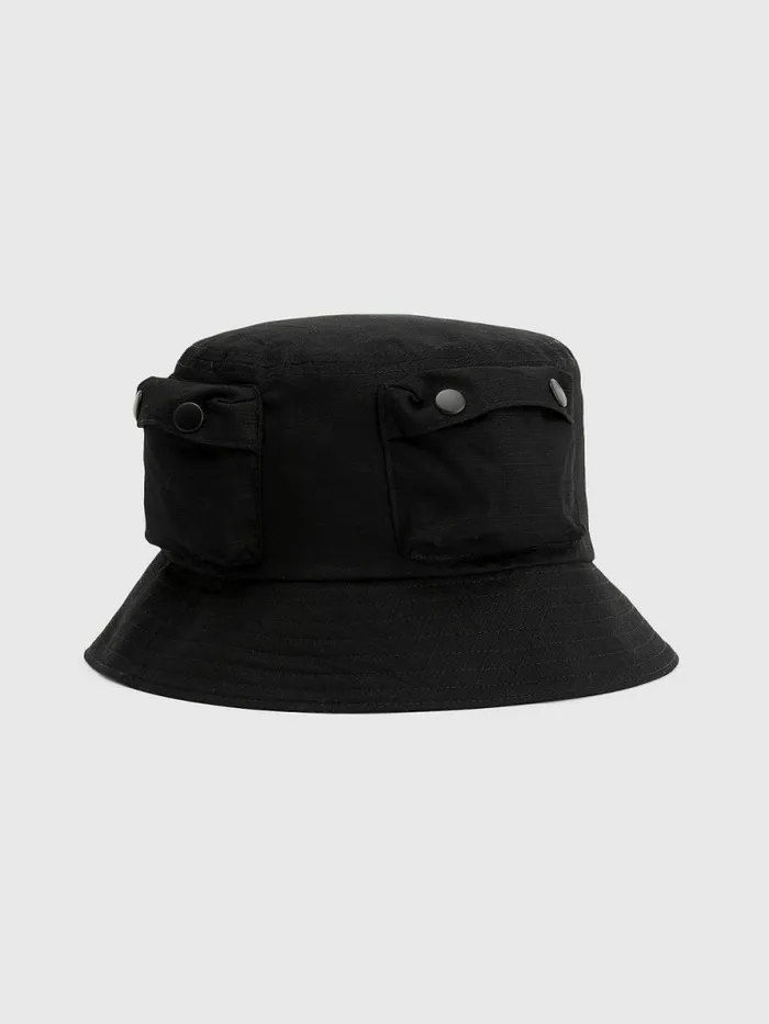 Tommy Hilfiger College Pocket Bucket Hat Black Mens Hats and Scarves Cheap On Sale