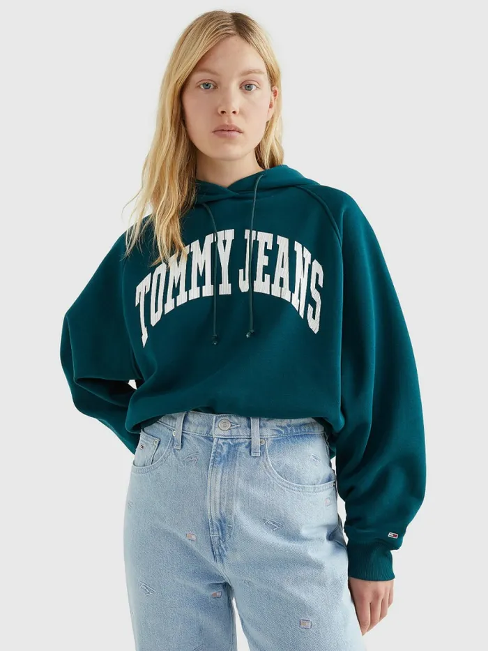 Tommy Hilfiger College Relaxed Fit Hoody Rainforest Green Womens Sweatshirts and Hoodies Popular Tommy Hilfiger College Relaxed Fit Hoody Rainforest Green Womens Sweatshirts and Hoodies Popular