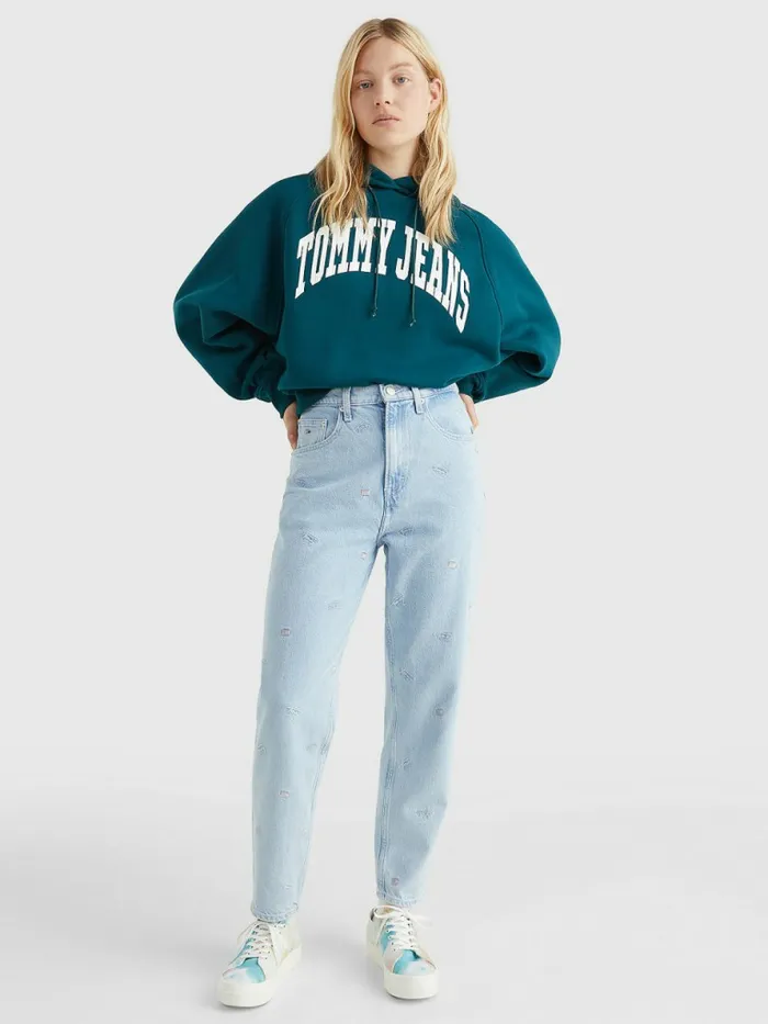 Tommy Hilfiger College Relaxed Fit Hoody Rainforest Green Womens Sweatshirts and Hoodies Popular