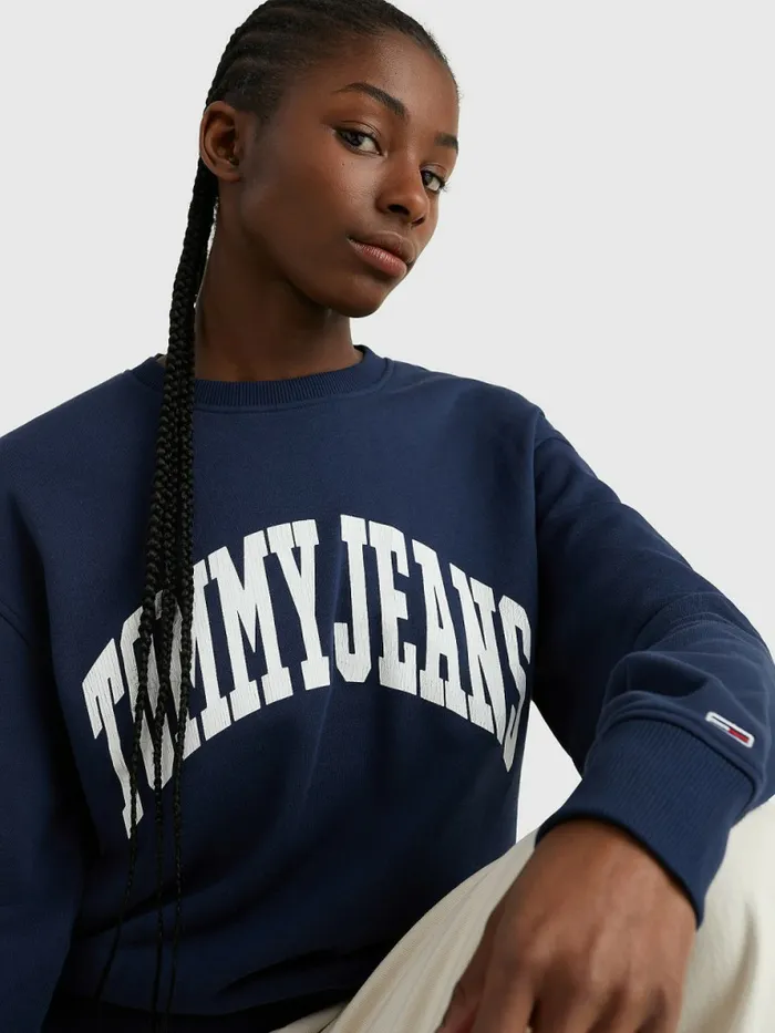 Tommy Hilfiger College Relaxed Fit Sweatshirt Twilight Navy Womens Sweatshirts and Hoodies Cheap On Sale
