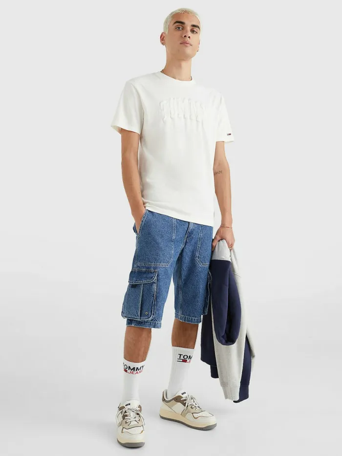 Tommy Hilfiger College Varsity Logo TShirt Ancient White Mens TShirts Sale