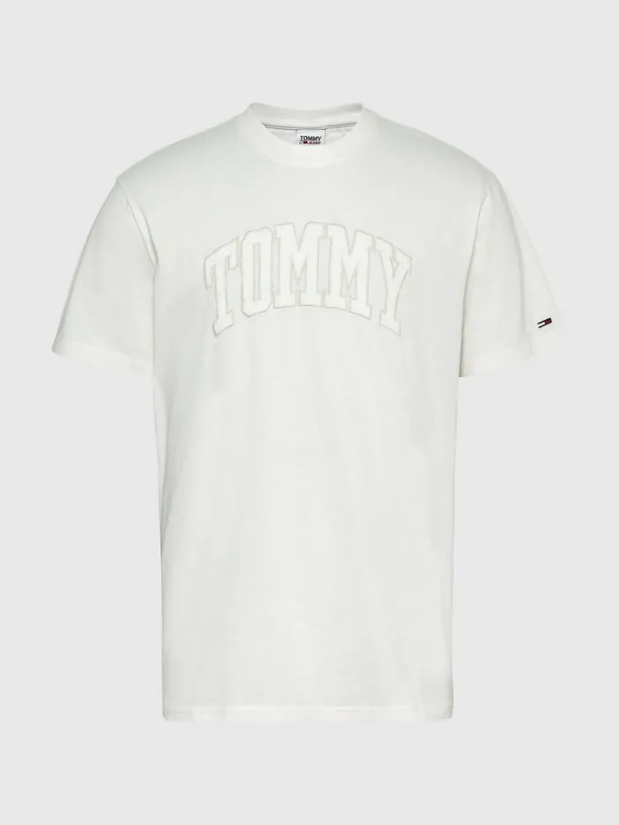 Tommy Hilfiger College Varsity Logo TShirt Ancient White Mens TShirts Sale