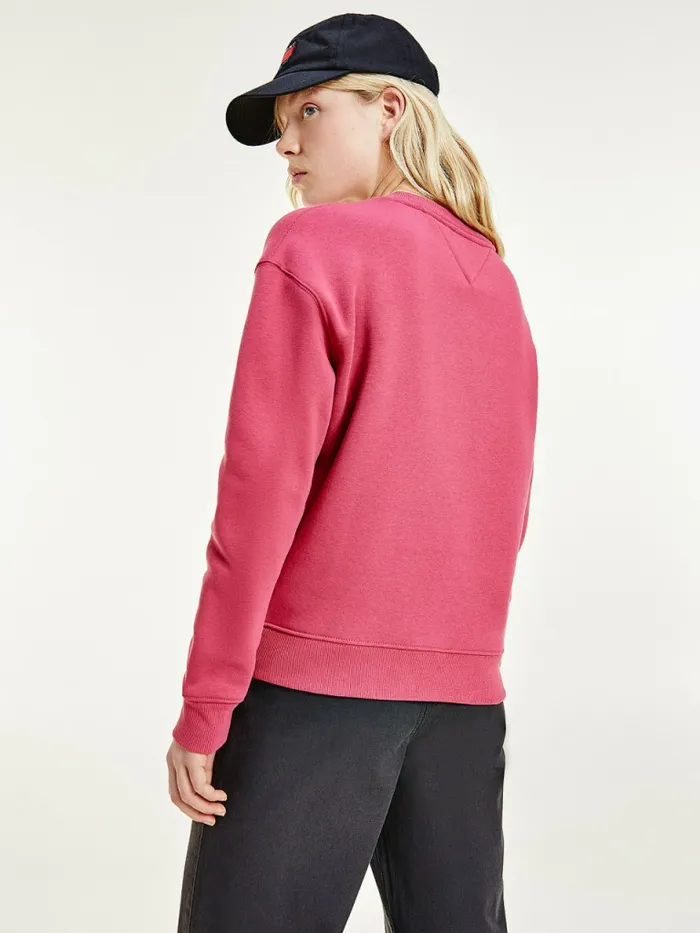 Tommy Hilfiger Collegiate Argyle Logo Sweatshirt Cranberry Crush Womens Sweatshirts and Hoodies Cheap On Sale