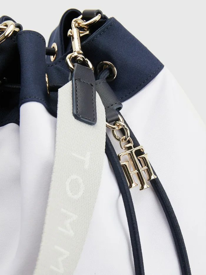 Tommy Hilfiger ColourBlocked Bucket Bag White Womens Bags Sale