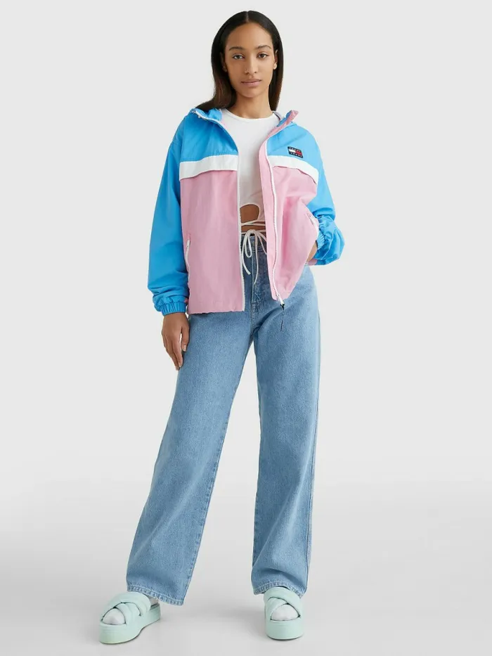Tommy Hilfiger ColourBlocked Chicago Windbreaker Fresh PinkMulti Womens Coats and Jackets Sale