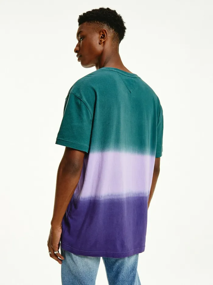 Tommy Hilfiger ColourBlocked Dip Dye Relaxed Fit TShirt Violet ViolaMulti Mens TShirts Gift Ideas