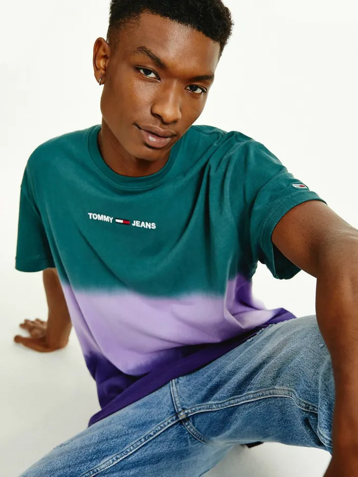 Tommy Hilfiger ColourBlocked Dip Dye Relaxed Fit TShirt Violet ViolaMulti Mens TShirts Gift Ideas