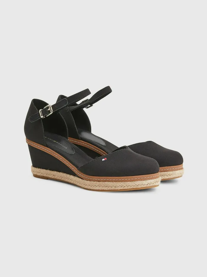 Tommy Hilfiger ColourBlocked Mid Heel Wedge Espadrille Sandals Black Womens Trainers Gift for Friend Tommy Hilfiger ColourBlocked Mid Heel Wedge Espadrille Sandals Black Womens Trainers Gift for Friend