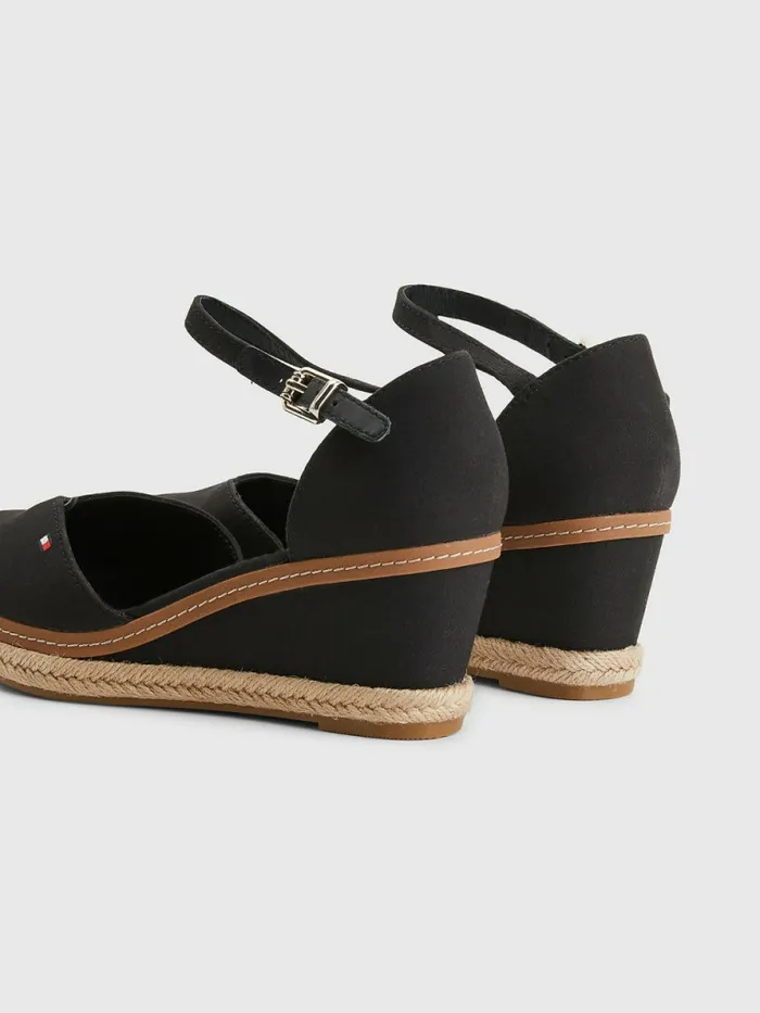 Tommy Hilfiger ColourBlocked Mid Heel Wedge Espadrille Sandals Black Womens Trainers Gift for Friend