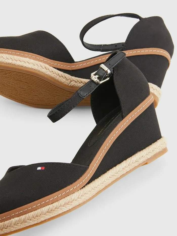 Tommy Hilfiger ColourBlocked Mid Heel Wedge Espadrille Sandals Black Womens Trainers Gift for Friend
