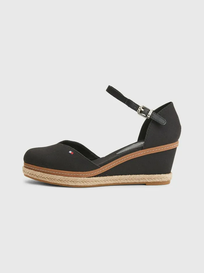 Tommy Hilfiger ColourBlocked Mid Heel Wedge Espadrille Sandals Black Womens Trainers Gift for Friend