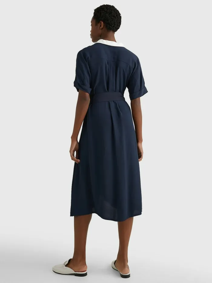 Tommy Hilfiger ColourBlocked Midi Shirt Dress Desert Sky Womens Dresses and Jumpsuits Online