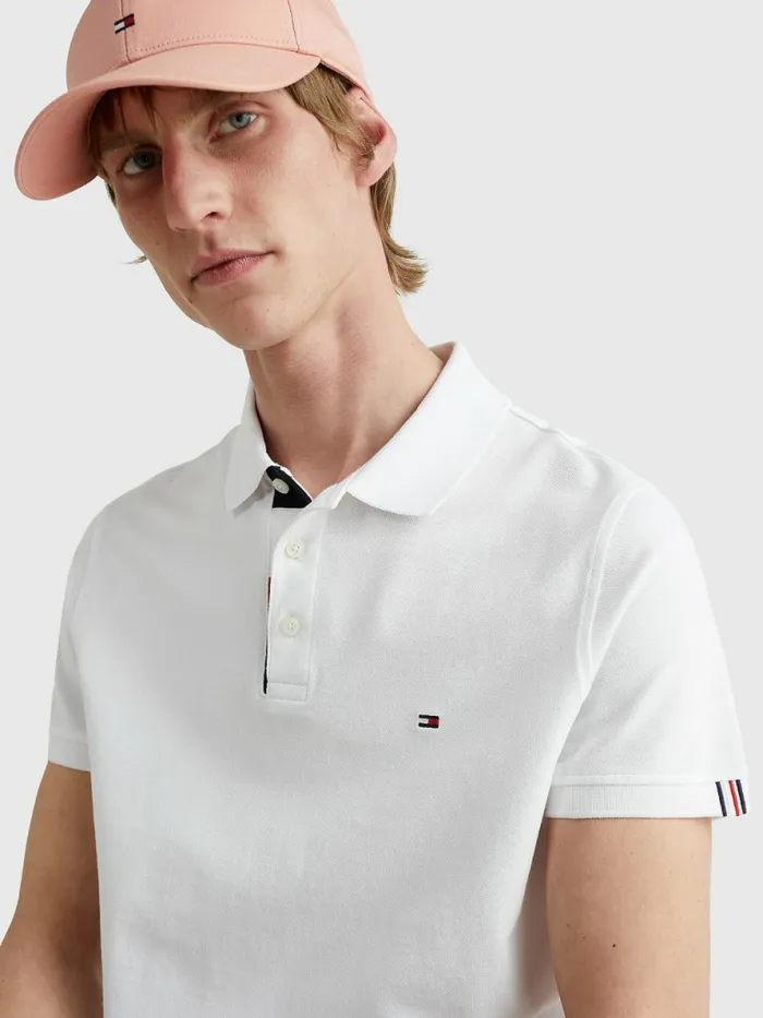Tommy Hilfiger ColourBlocked Polo White Mens Polo Shirts Casaul
