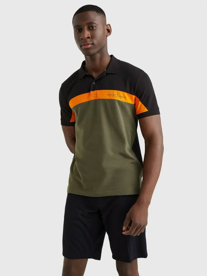 Tommy Hilfiger ColourBlocked Regular Fit Polo BlackHawaiian OrangArmy Green Mens Polo Shirts Gift 4 You Tommy Hilfiger ColourBlocked Regular Fit Polo BlackHawaiian OrangArmy Green Mens Polo Shirts Gift 4 You