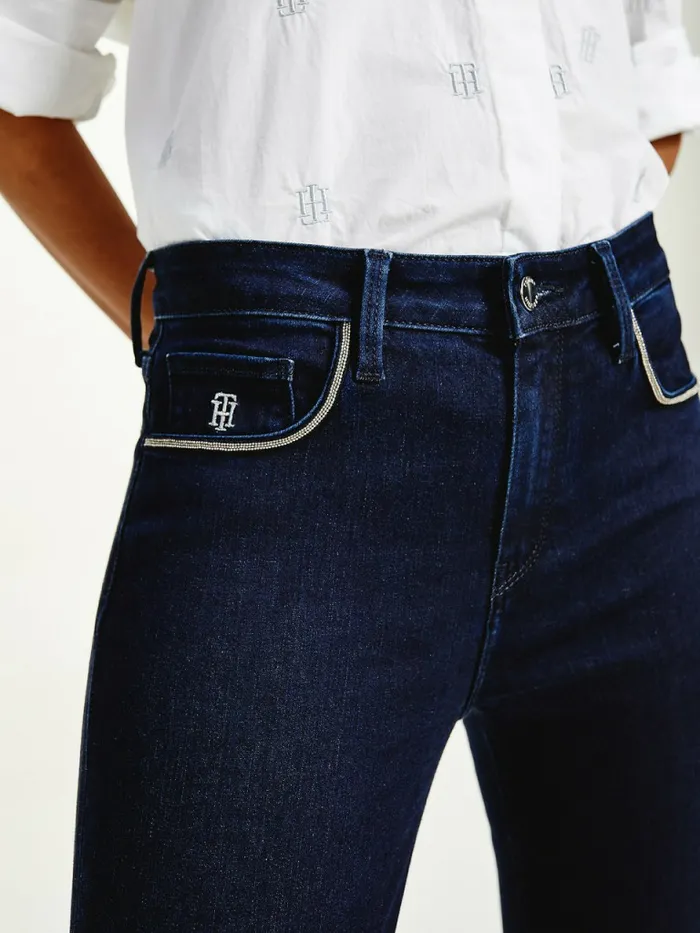 Tommy Hilfiger Como Mid Rise Skinny Monogram Jeans Gin Womens Jeans Near Me