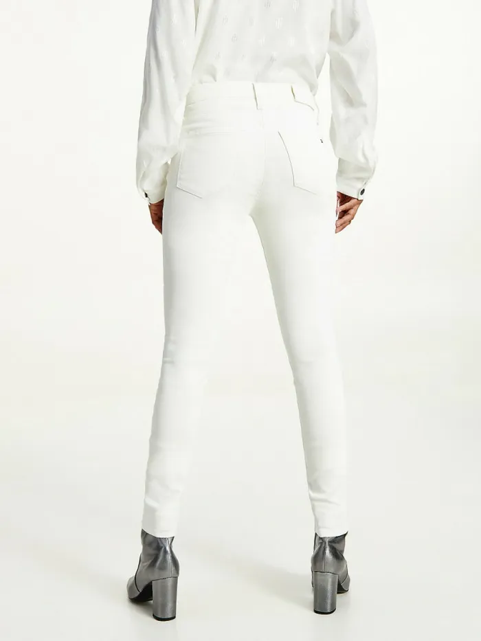 Tommy Hilfiger Como Mid Rise Skinny White Th Soft Jeans Coated White Womens Jeans Casaul