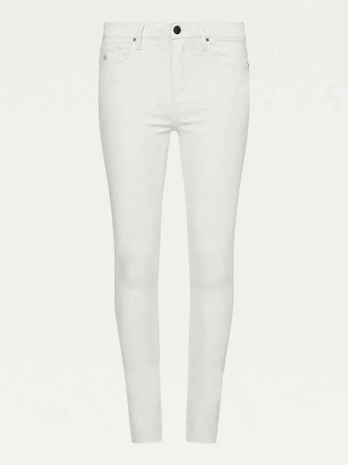 Tommy Hilfiger Como Mid Rise Skinny White Th Soft Jeans Coated White Womens Jeans Casaul