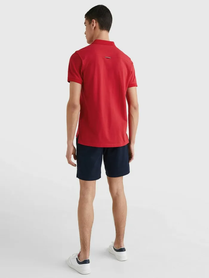 Tommy Hilfiger Contrast Placket Regular Fit Polo Primary Red Mens Polo Shirts Fashion
