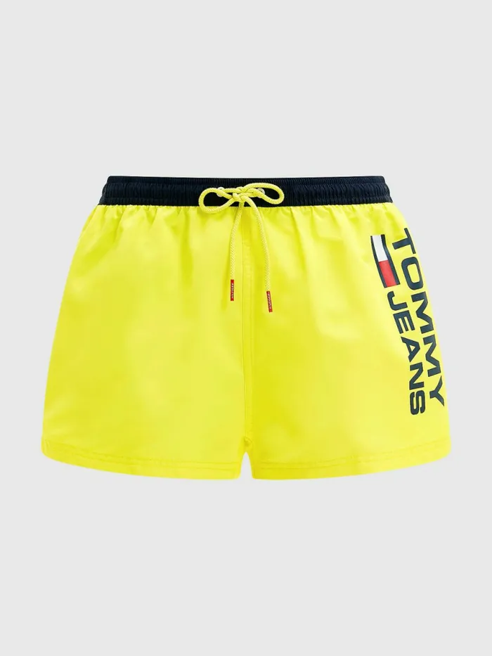 Tommy Hilfiger Contrast Pocket Extra Short Length Swim Shorts Magnetic Yellow Mens Swimwear Casaul
